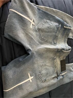 RtA Blue Washed Denim Jeans with Black Label
